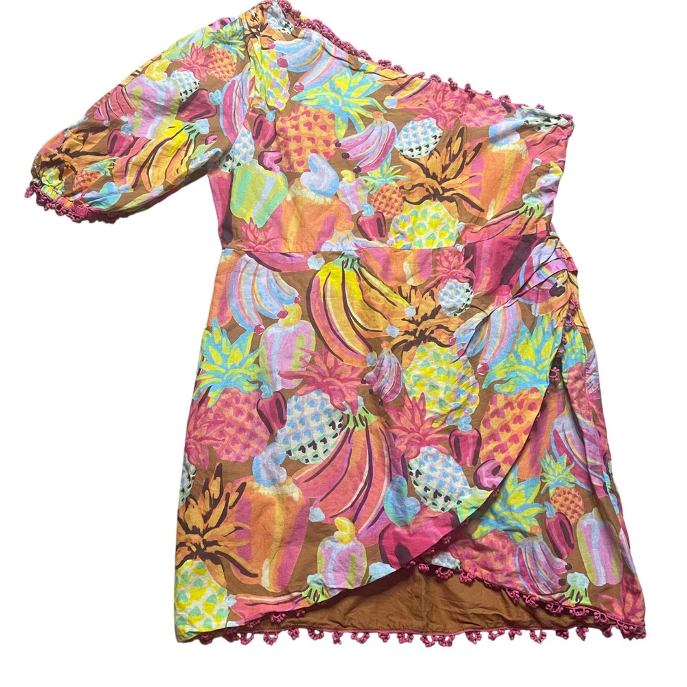 FARM Rio Women's One Shoulder Mini Dress Multicolor Fruit Print Party